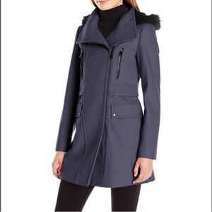 Marc New York Andrew Marc Carissa wool blend coat with faux fur removable hood